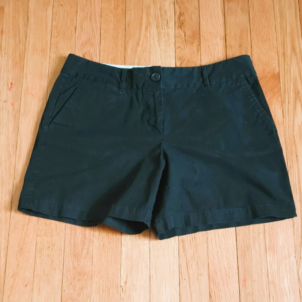 Ann Taylor LOFT Chino Shorts 8 Women's Navy Blue 100% Cotton Mid Rise